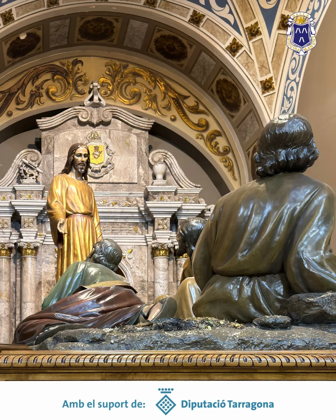 El misterio de la Oración en el Huerto restaurado, con la imagen de Jesús y los apóstoles